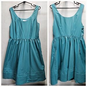 TEVOLIO knee length dress teal nylon/polyester side zip size 14
